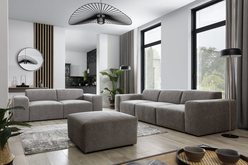 Pouf ottomano in tessuto Zeustron Grigio (1)