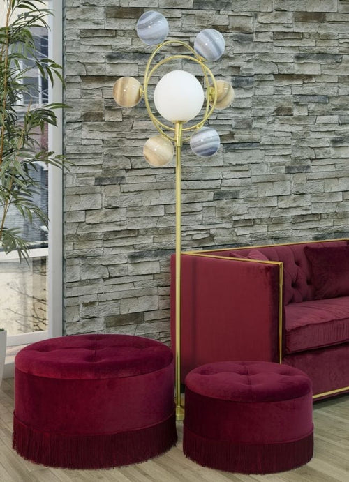 Puff/Contenitore Lines New Coppia Bordeaux cm Ø 71x41-55x33 (1)