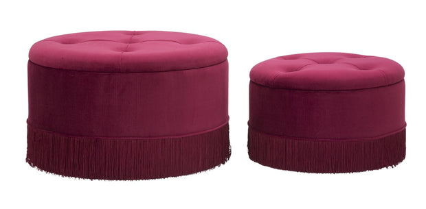 Puff/Contenitore Lines New Coppia Bordeaux cm Ø 71x41-55x33 (2)