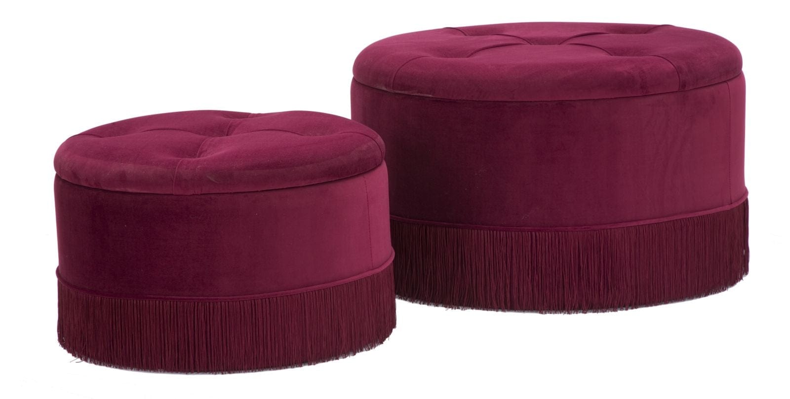 Puff/Contenitore Lines New Coppia Bordeaux cm Ø 71x41-55x33 (3)