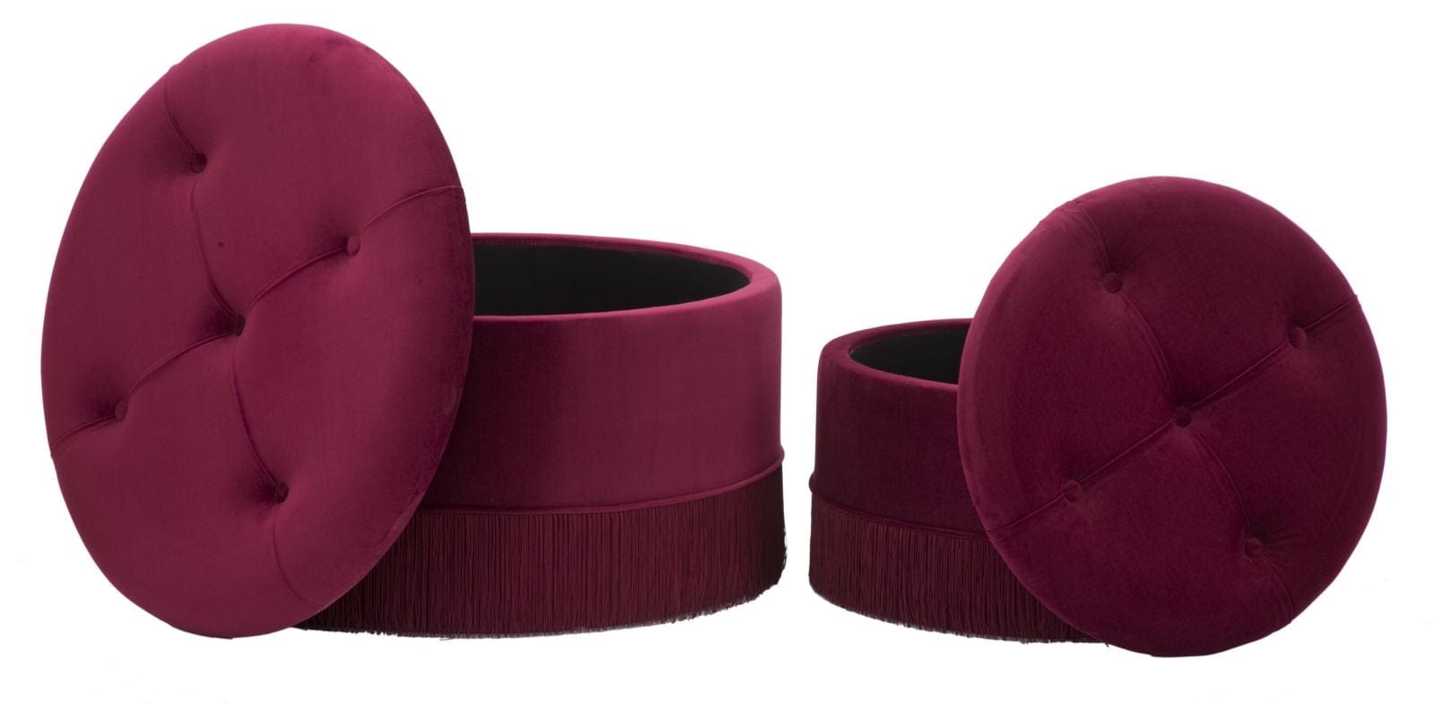 Puff/Contenitore Lines New Coppia Bordeaux cm Ø 71x41-55x33 (4)