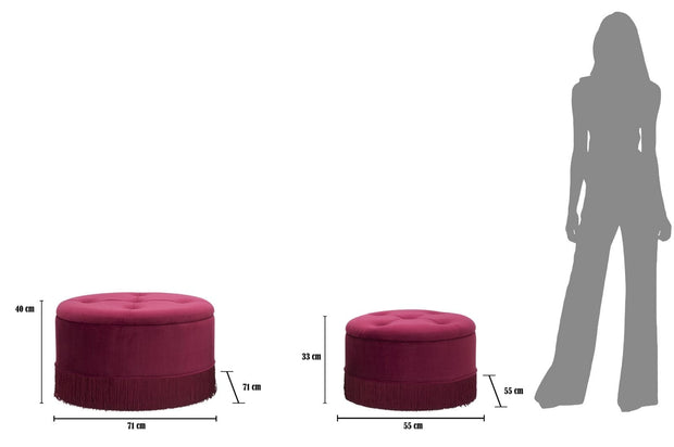 Puff/Contenitore Lines New Coppia Bordeaux cm Ø 71x41-55x33 (9)