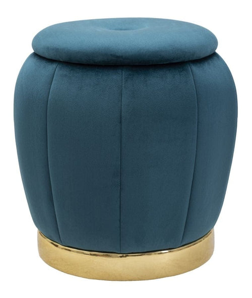 Puff/Contenitore Paris Ottanio/Gold cm Ø 43x43
