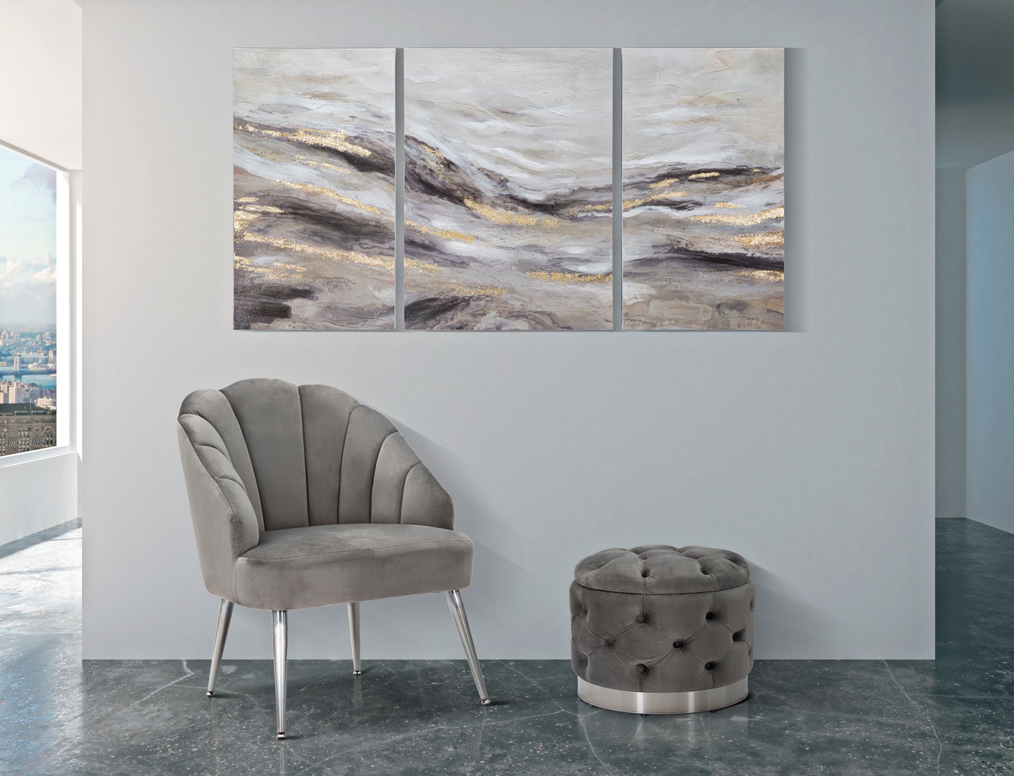 Puff Contenitore Rich Grigio cm Ø 55x42 (1)