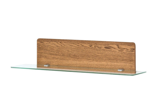 Ripiano in impiallacciato e vetro con LED Montenegro 34 Small Rustic Oak, l105xl23xH23 cm