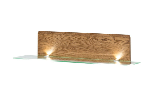 Ripiano in impiallacciato e vetro con LED Montenegro 34 Small Rustic Oak, l105xl23xH23 cm (4)