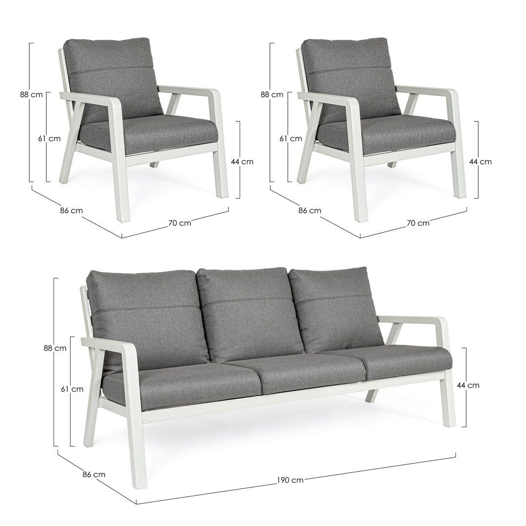 Bizzotto Salotto da giardino 5 posti Truman Grigio