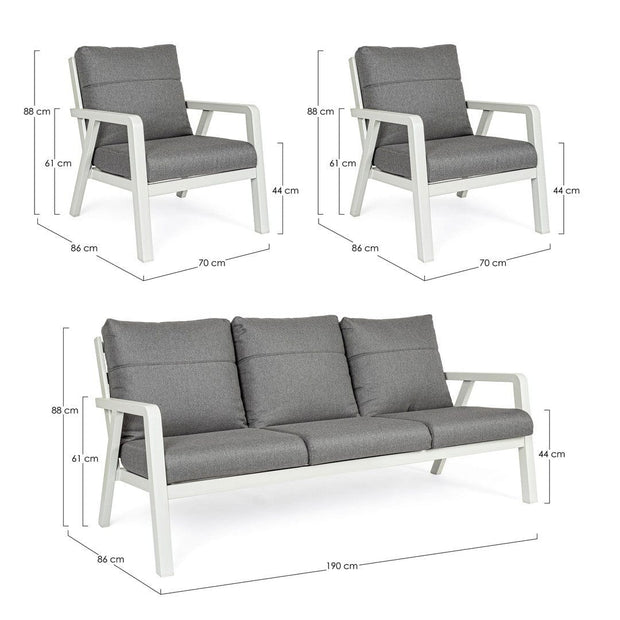 Bizzotto Salotto da giardino 5 posti Truman Grigio