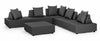Bizzotto Salotto da giardino modulare 5 posti con pouf Piper Antracite