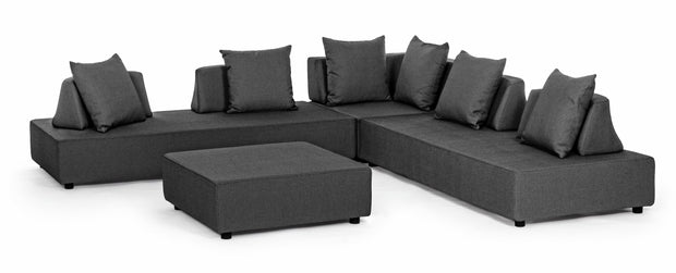 Bizzotto Salotto da giardino modulare 5 posti con pouf Piper Antracite