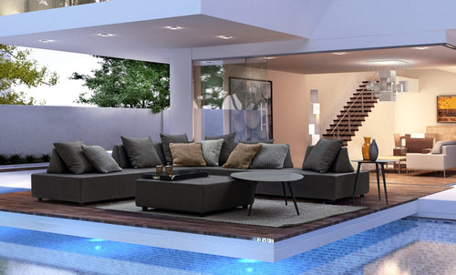 Bizzotto Salotto da giardino modulare 5 posti con pouf Piper Antracite