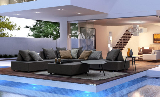 Bizzotto Salotto da giardino modulare 5 posti con pouf Piper Antracite