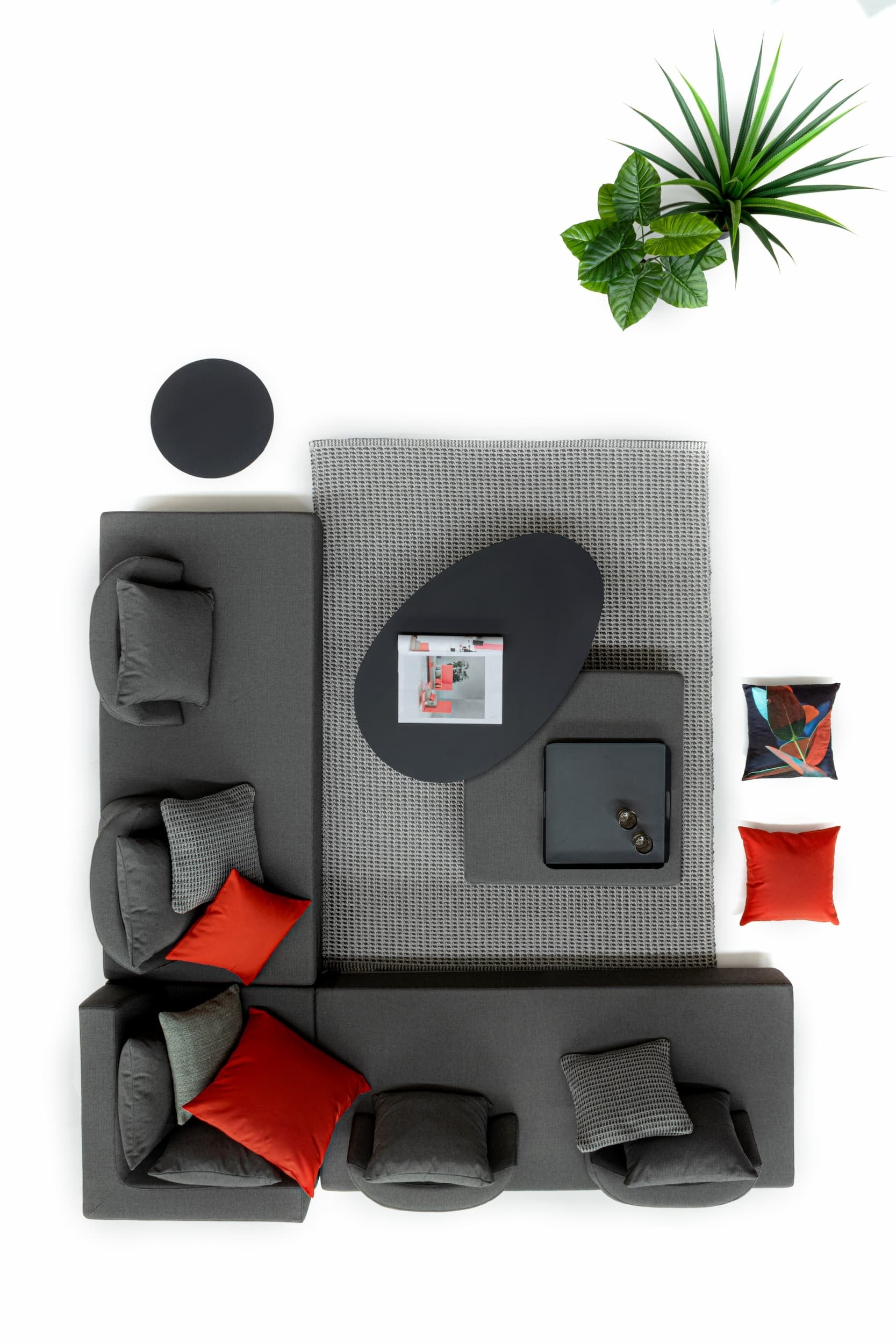 Bizzotto Salotto da giardino modulare 5 posti con pouf Piper Antracite