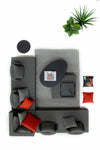 Bizzotto Salotto da giardino modulare 5 posti con pouf Piper Antracite