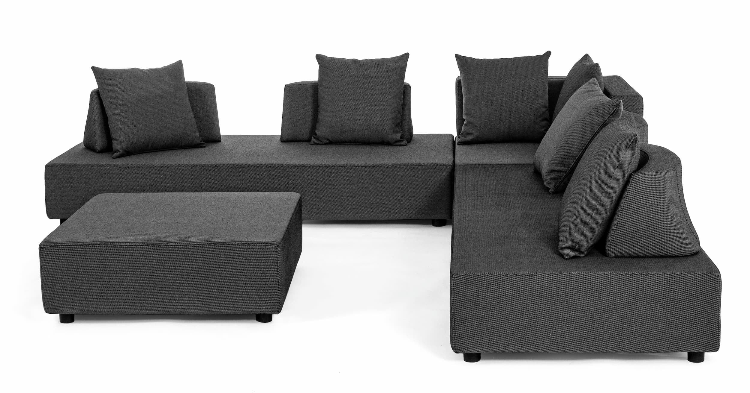 Bizzotto Salotto da giardino modulare 5 posti con pouf Piper Antracite