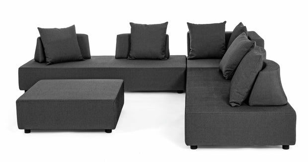 Bizzotto Salotto da giardino modulare 5 posti con pouf Piper Antracite