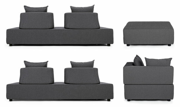 Bizzotto Salotto da giardino modulare 5 posti con pouf Piper Antracite