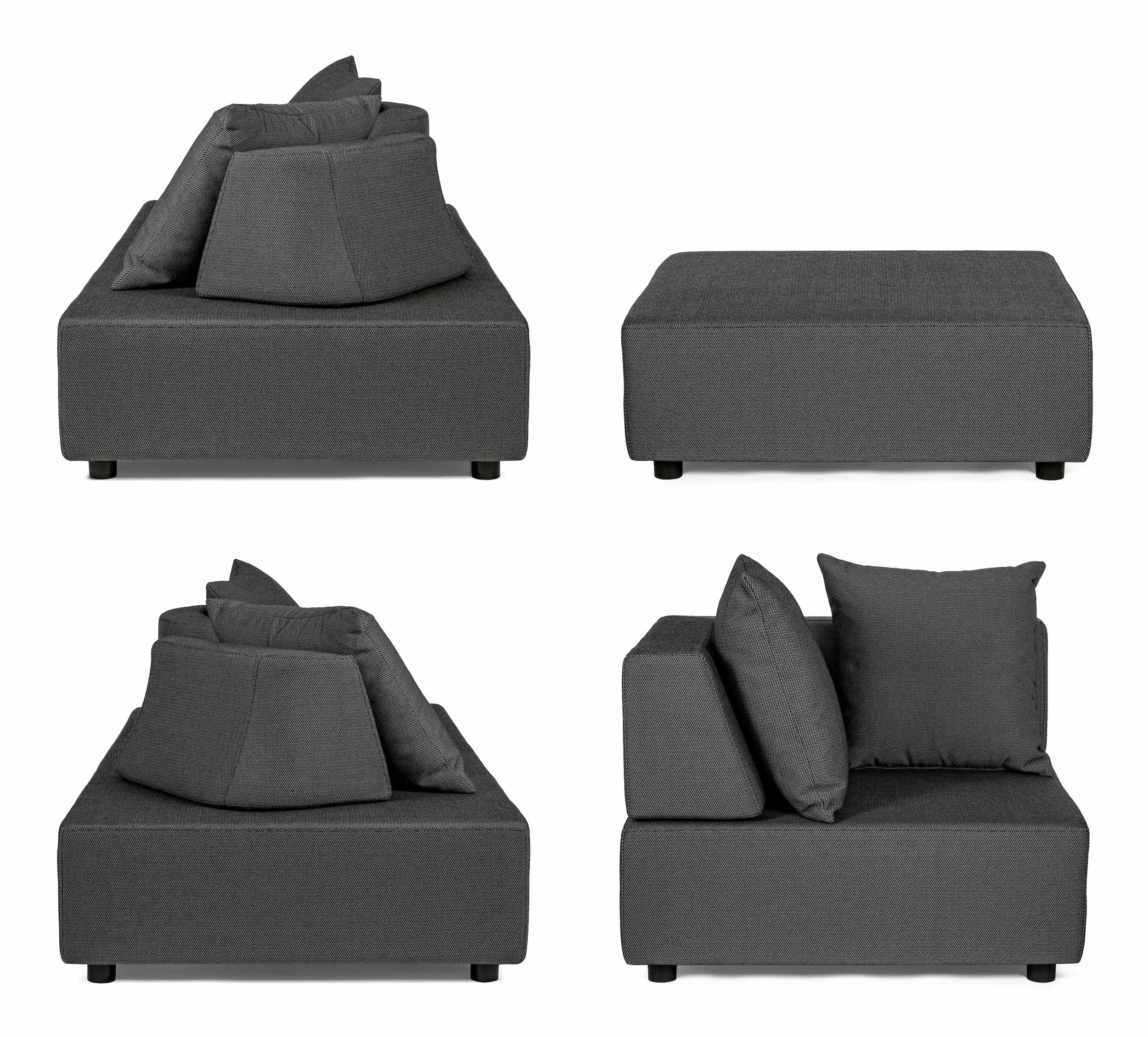 Bizzotto Salotto da giardino modulare 5 posti con pouf Piper Antracite