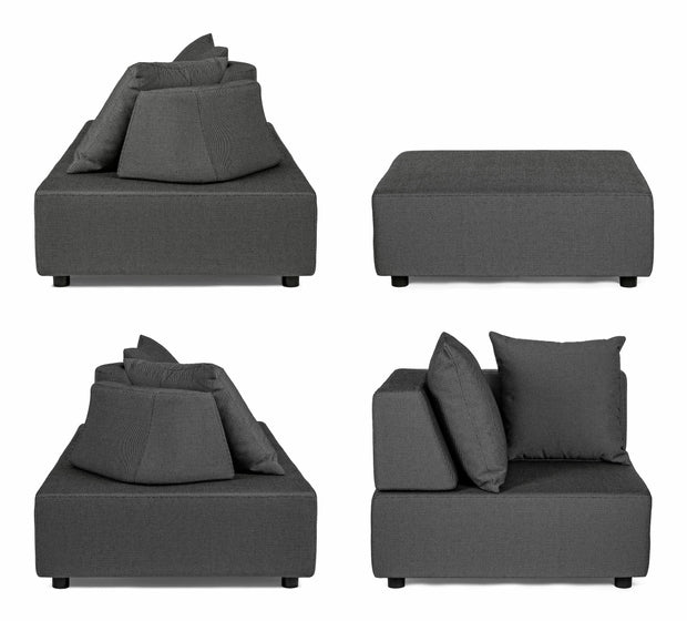Bizzotto Salotto da giardino modulare 5 posti con pouf Piper Antracite
