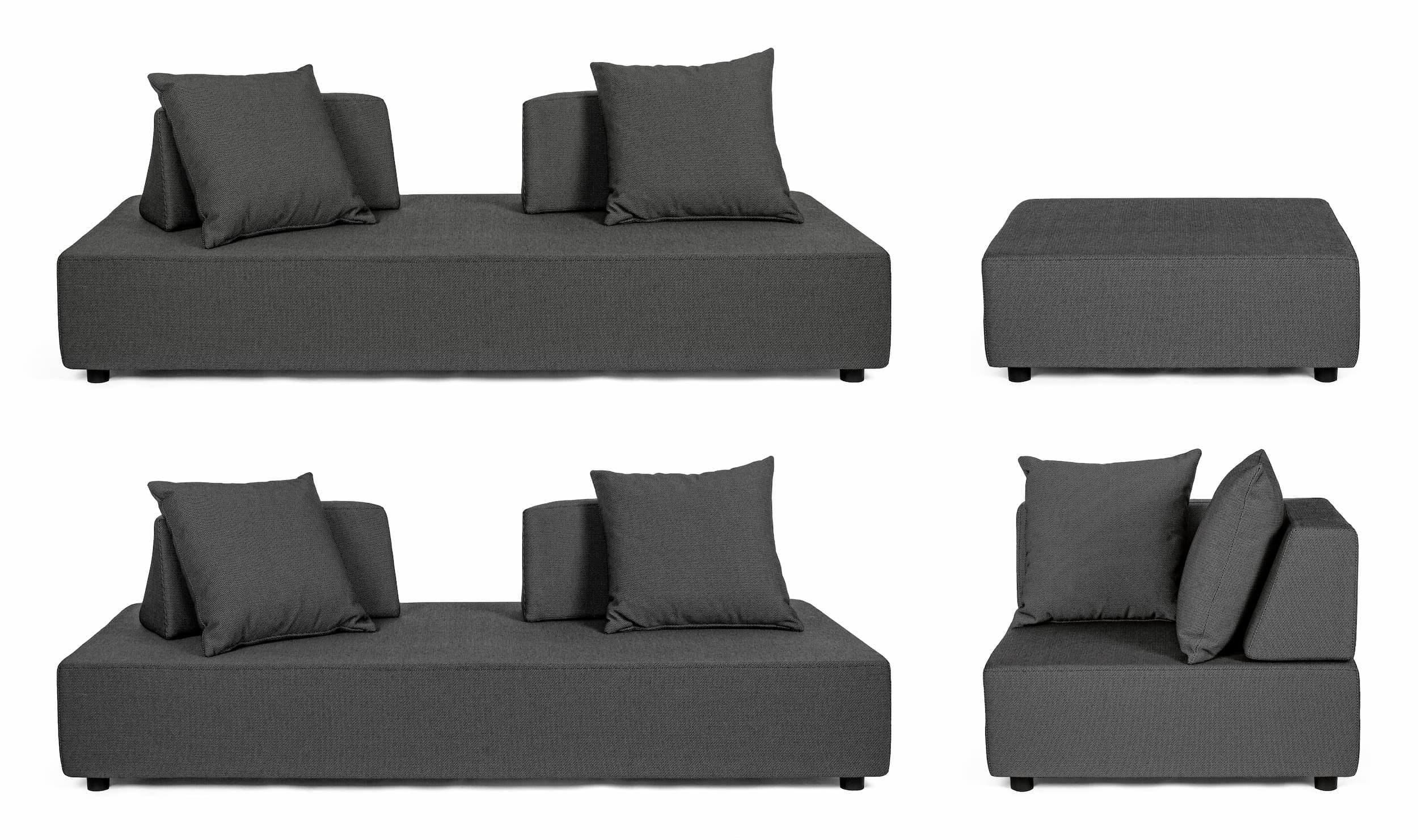 Bizzotto Salotto da giardino modulare 5 posti con pouf Piper Antracite