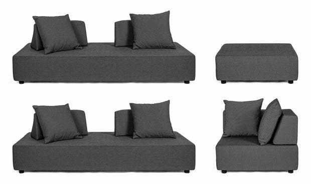 Bizzotto Salotto da giardino modulare 5 posti con pouf Piper Antracite