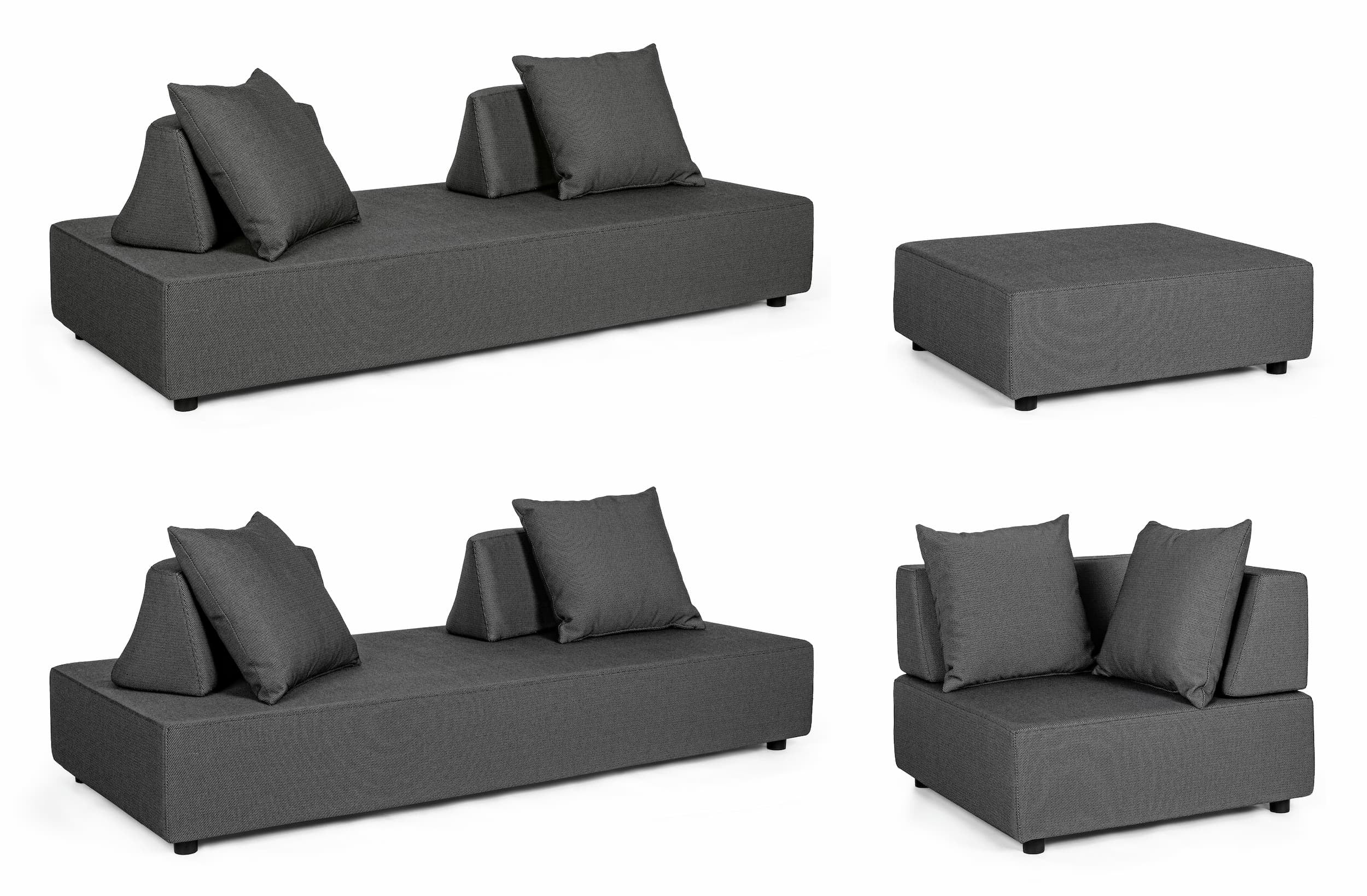Bizzotto Salotto da giardino modulare 5 posti con pouf Piper Antracite