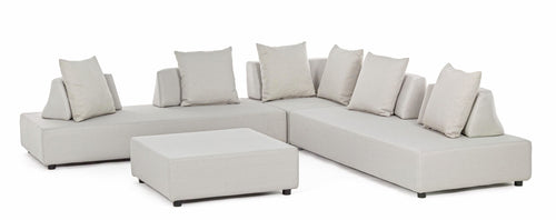 Bizzotto Salotto da giardino modulare 5 posti con pouf Piper Beige