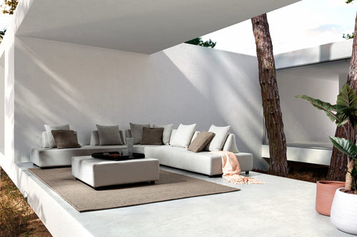 Bizzotto Salotto da giardino modulare 5 posti con pouf Piper Beige