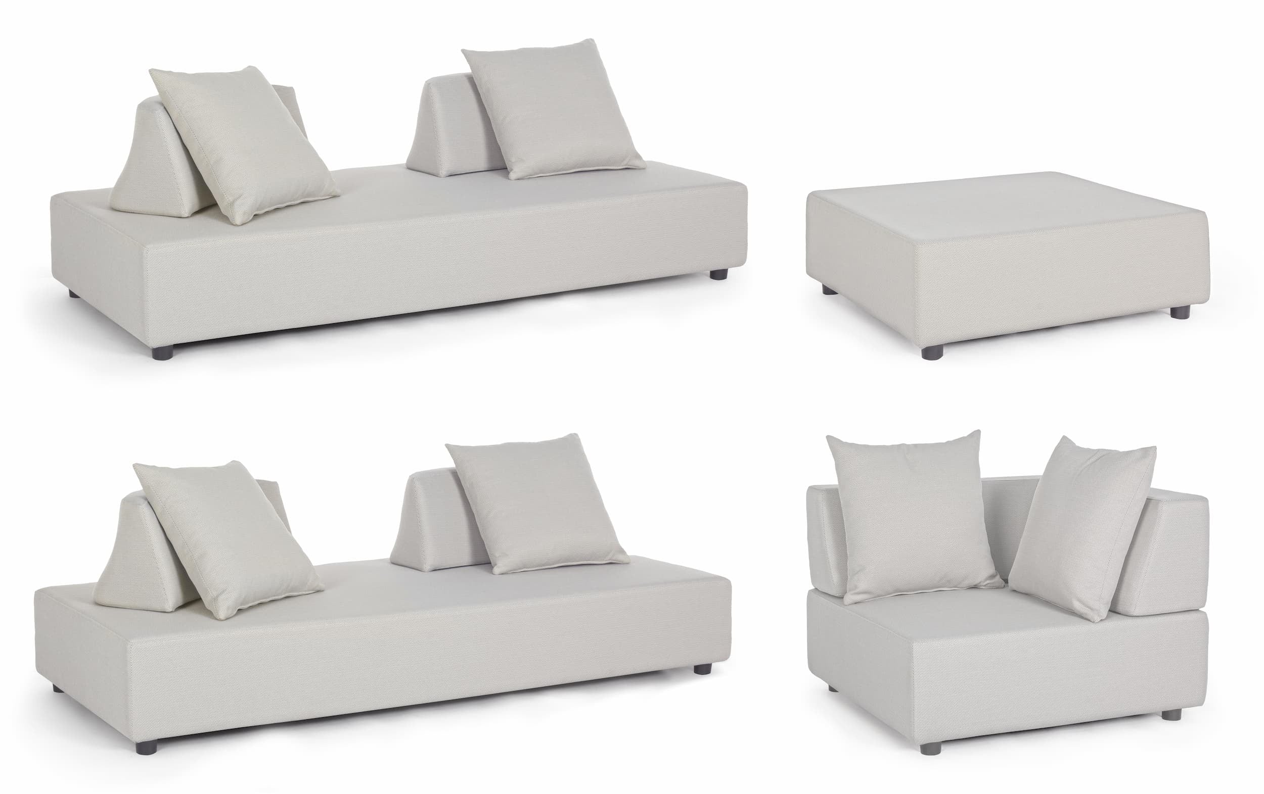 Bizzotto Salotto da giardino modulare 5 posti con pouf Piper Beige