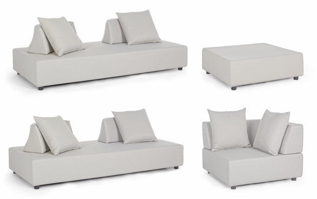Bizzotto Salotto da giardino modulare 5 posti con pouf Piper Beige