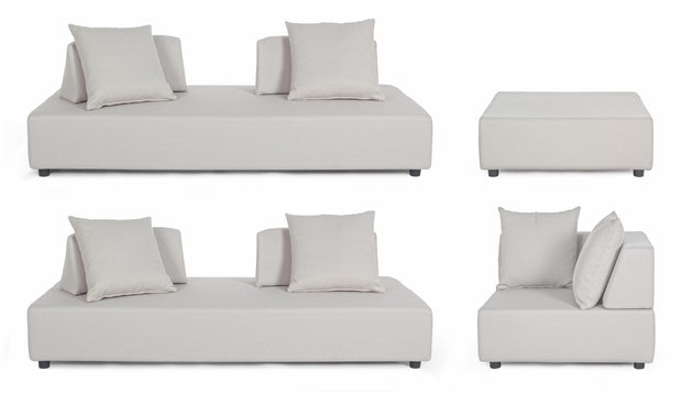 Bizzotto Salotto da giardino modulare 5 posti con pouf Piper Beige