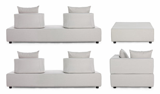 Bizzotto Salotto da giardino modulare 5 posti con pouf Piper Beige