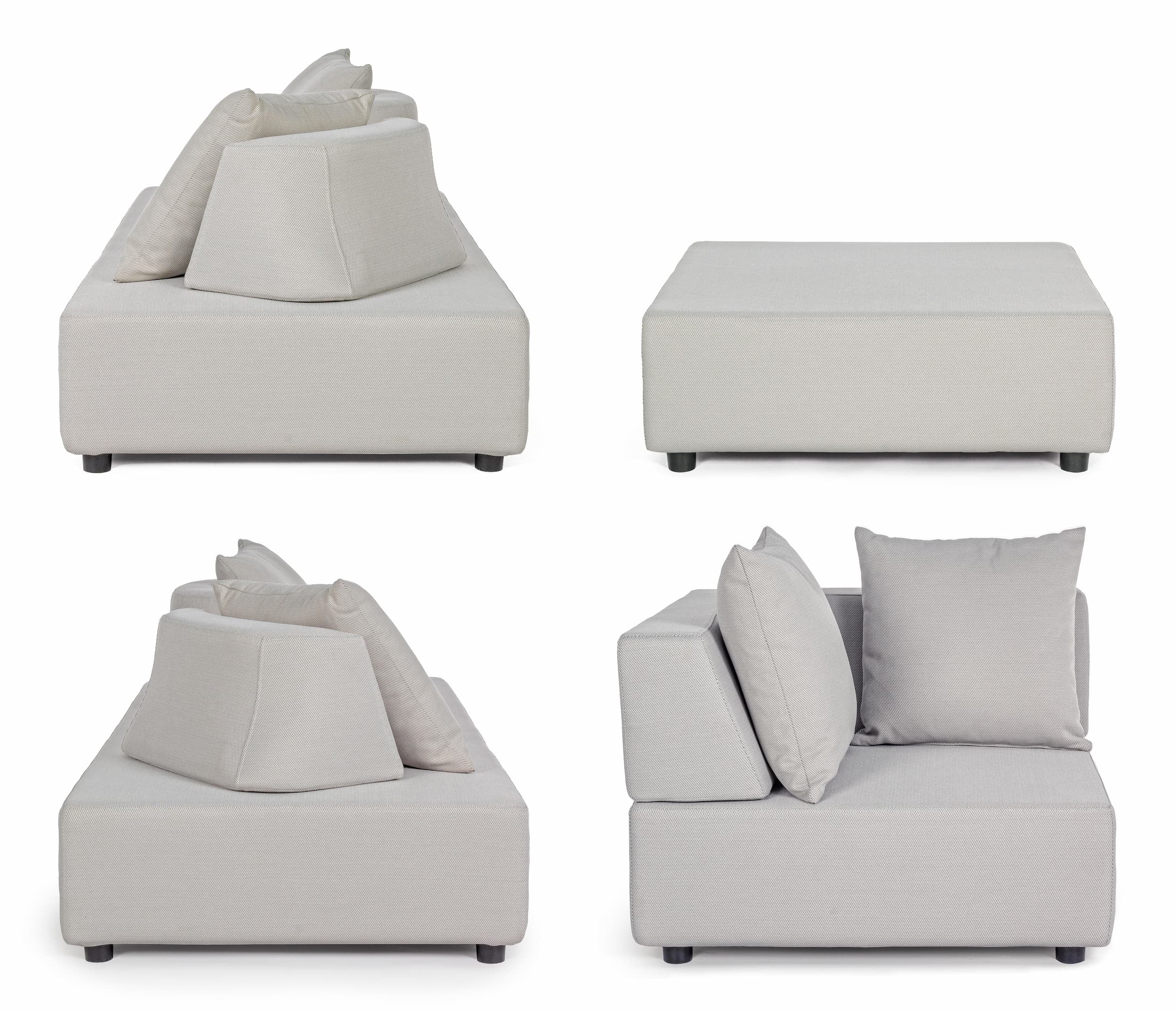 Bizzotto Salotto da giardino modulare 5 posti con pouf Piper Beige