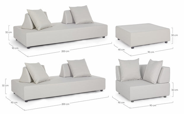 Bizzotto Salotto da giardino modulare 5 posti con pouf Piper Beige