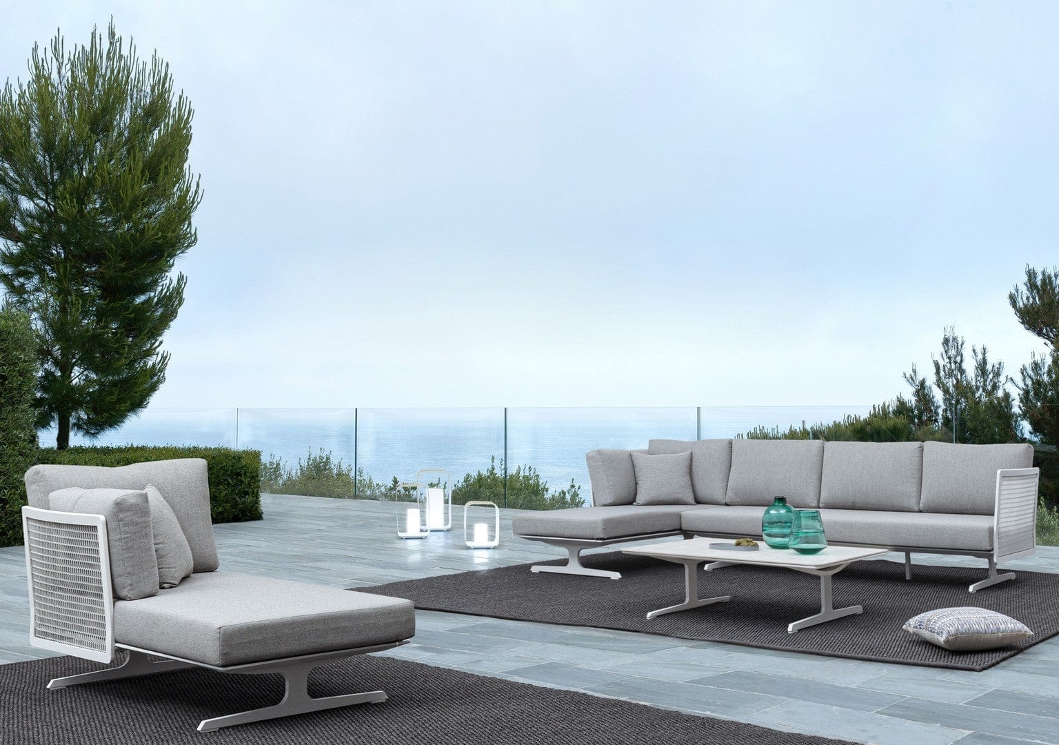 Bizzotto Salotto da giardino modulare 5 posti con tavolino Althea Grigio