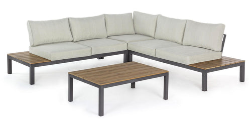 Bizzotto Salotto da giardino modulare 5 posti con tavolino Elias Beige