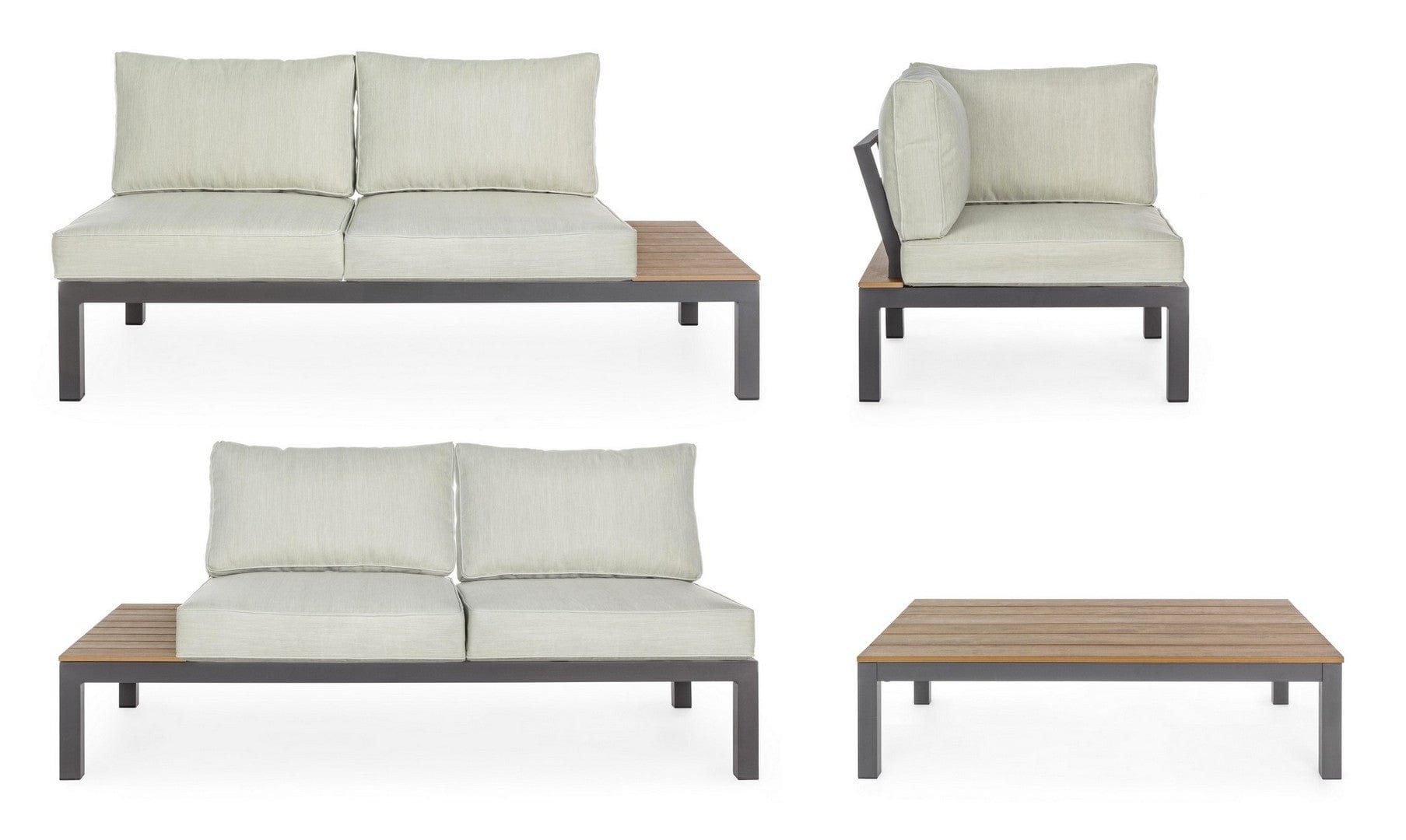 Bizzotto Salotto da giardino modulare 5 posti con tavolino Elias Beige