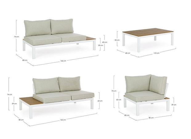 Salotto da giardino modulare 5 posti con tavolino Elias Beige (13)
