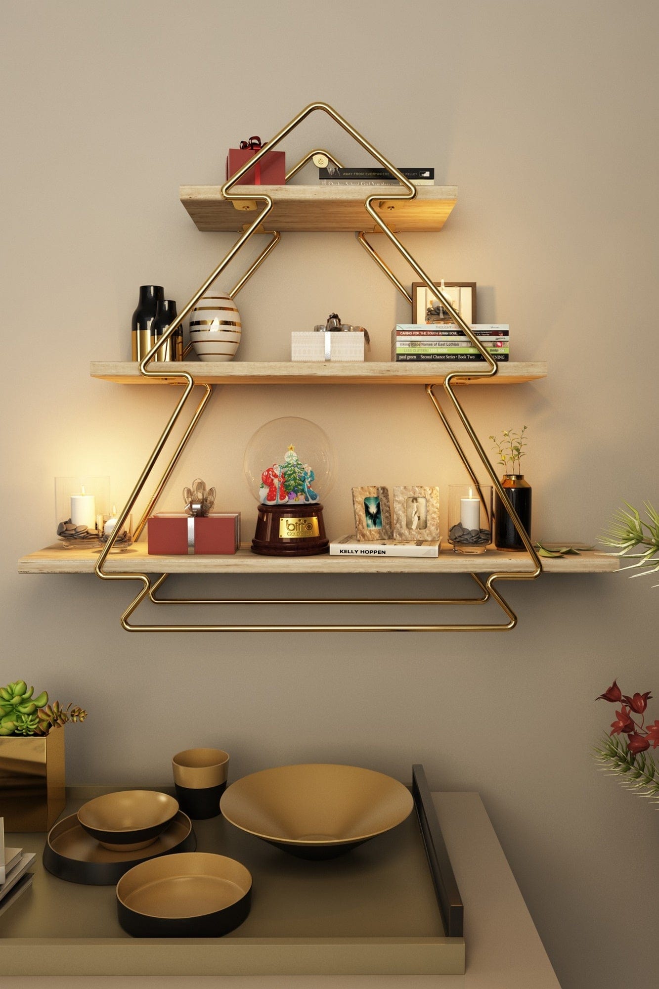 Scaffale da muro Gold Tree Oro
