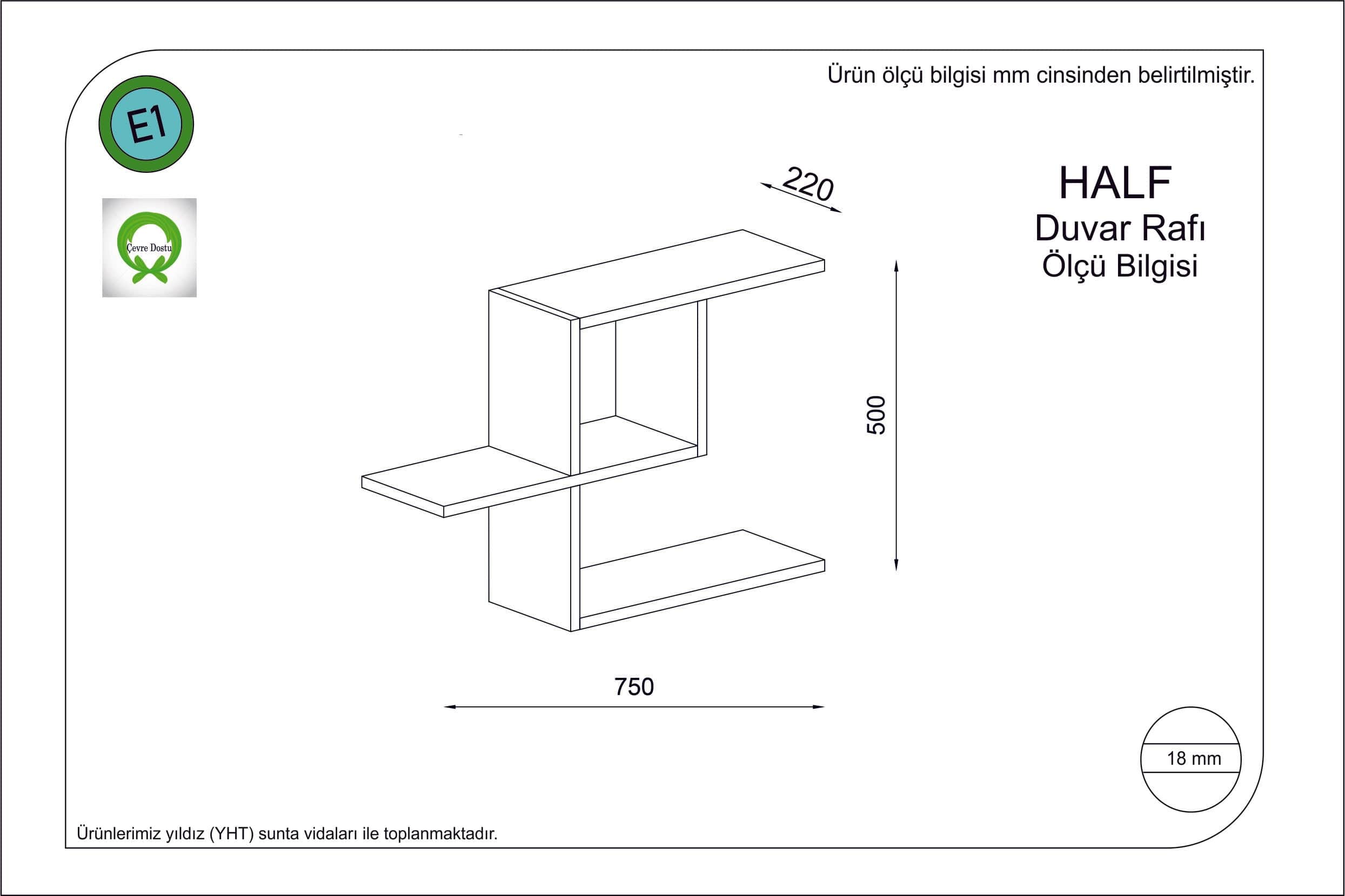 Scaffale da muro Half Marrone (1)