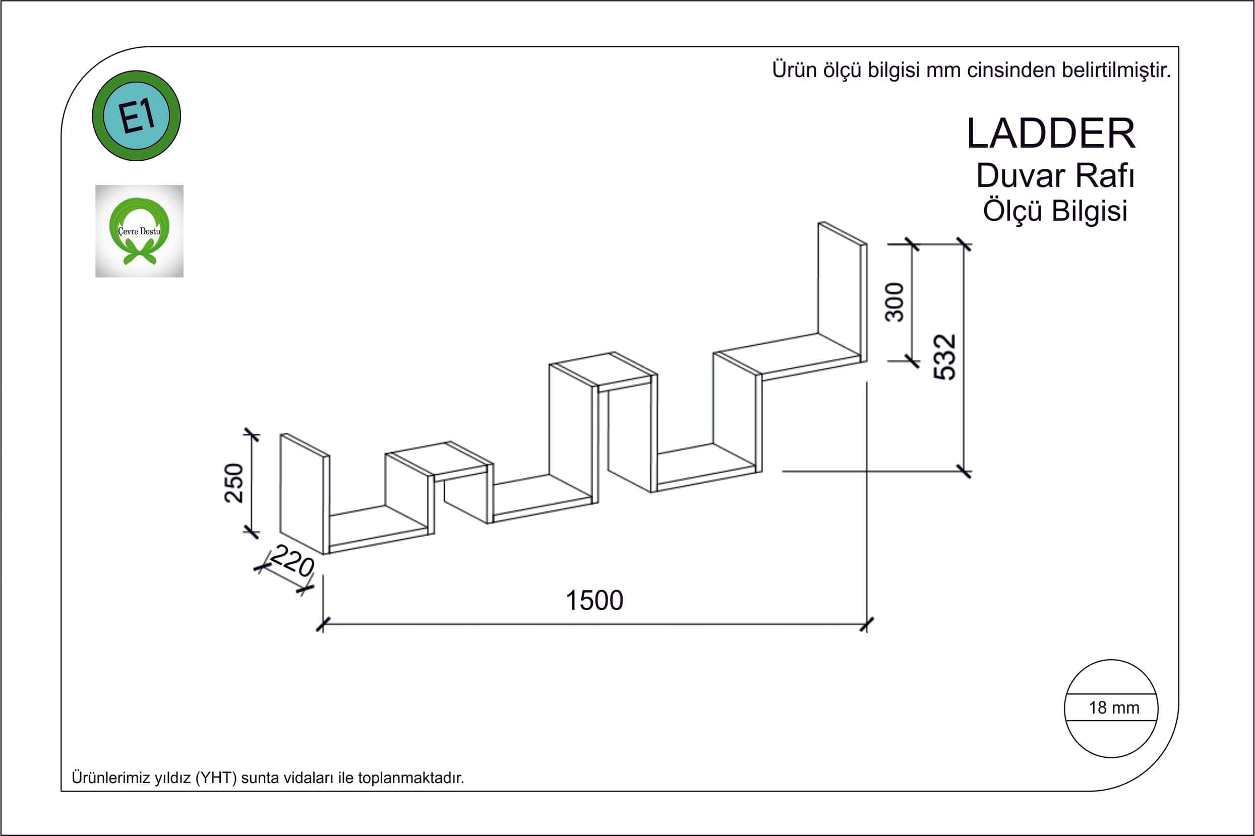 Scaffale da muro Ladder Grigio (1)