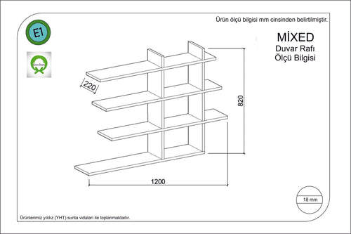 Scaffale da muro Mixed Noce (1)
