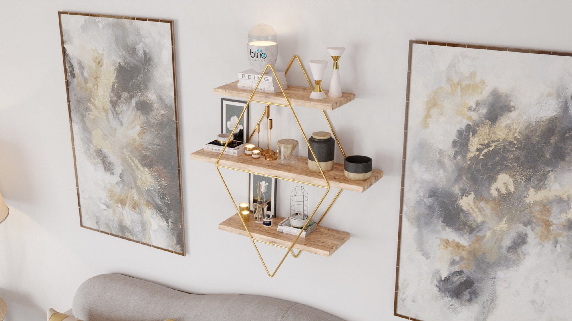 Scaffale da muro Prism Oro (3)