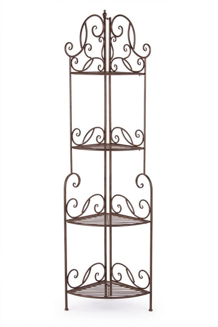 Bizzotto Scaffale pieghevole da giardino Melanie Corner Alto Marrone