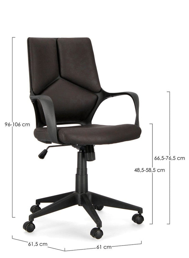 Bizzotto Scaun de birou ergonomic, tapitat cu stofa Damon Small Negru, l61xA61,5xH96-106 cm