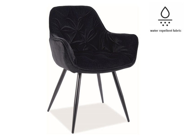 Signal Scaun tapitat cu stofa si picioare metalice Clyde Matt Velvet Negru, l57xA58xH87 cm