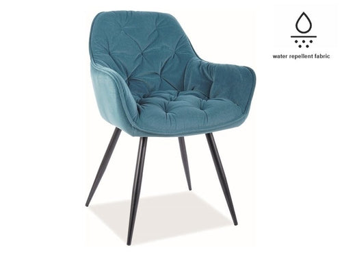 Signal Scaun tapitat cu stofa si picioare metalice Clyde Matt Velvet Petrol / Negru, l57xA58xH87 cm