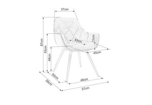 Signal Scaun tapitat cu stofa si picioare metalice Clyde Matt Velvet Petrol / Negru, l57xA58xH87 cm