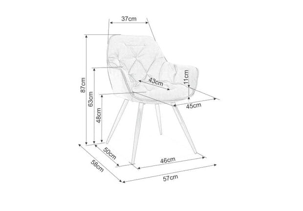 Signal Scaun tapitat cu stofa si picioare metalice Clyde Matt Velvet Petrol / Negru, l57xA58xH87 cm