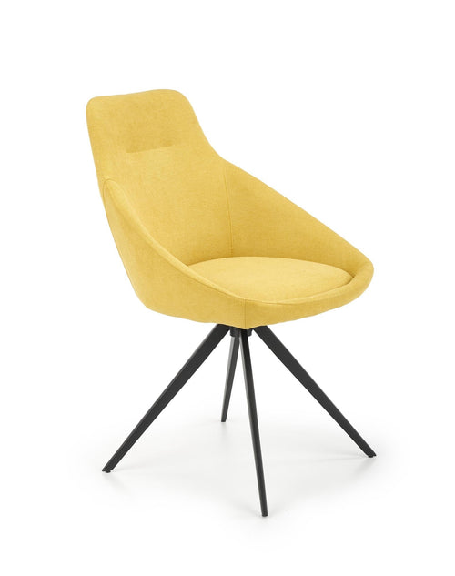 Halmar Scaun tapitat cu stofa si picioare metalice, Kai-431 Galben / Negru, l55xA54xH84 cm